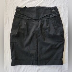 Victoria's Secret Black High-Waist Pencil Skirt with Decorative Rose Buttons